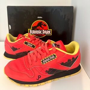 Reebok Kids Red and Black Jurassic Park Sneakers - Size 4 - With Box